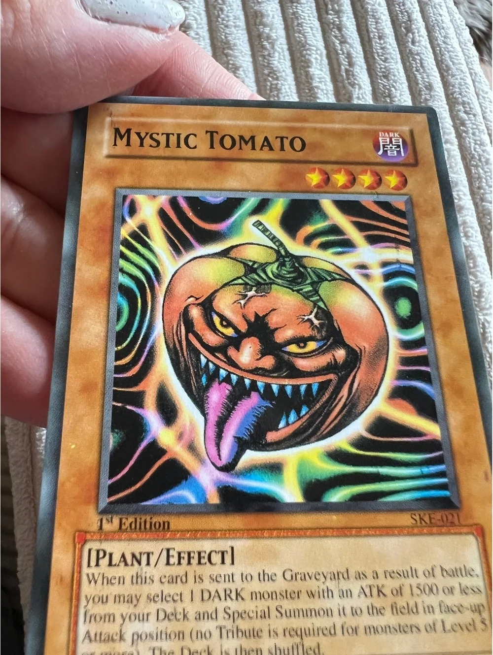 Yu-Gi-Oh! Card Holo 1st edition super rare Mystic Tomato
